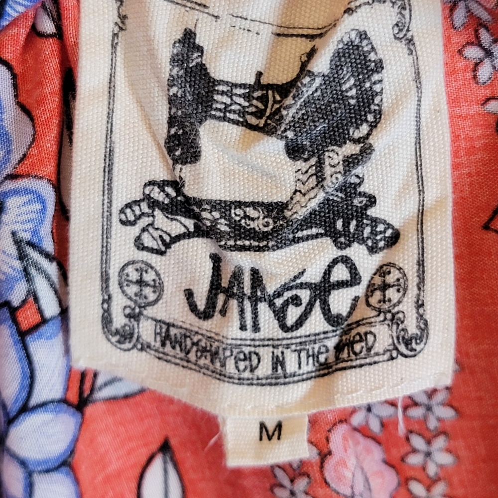 Jaase Red Floral Off Shoulder Flutter Sleeve Flowy Top, EUC, size Medium - Picture 5 of 5